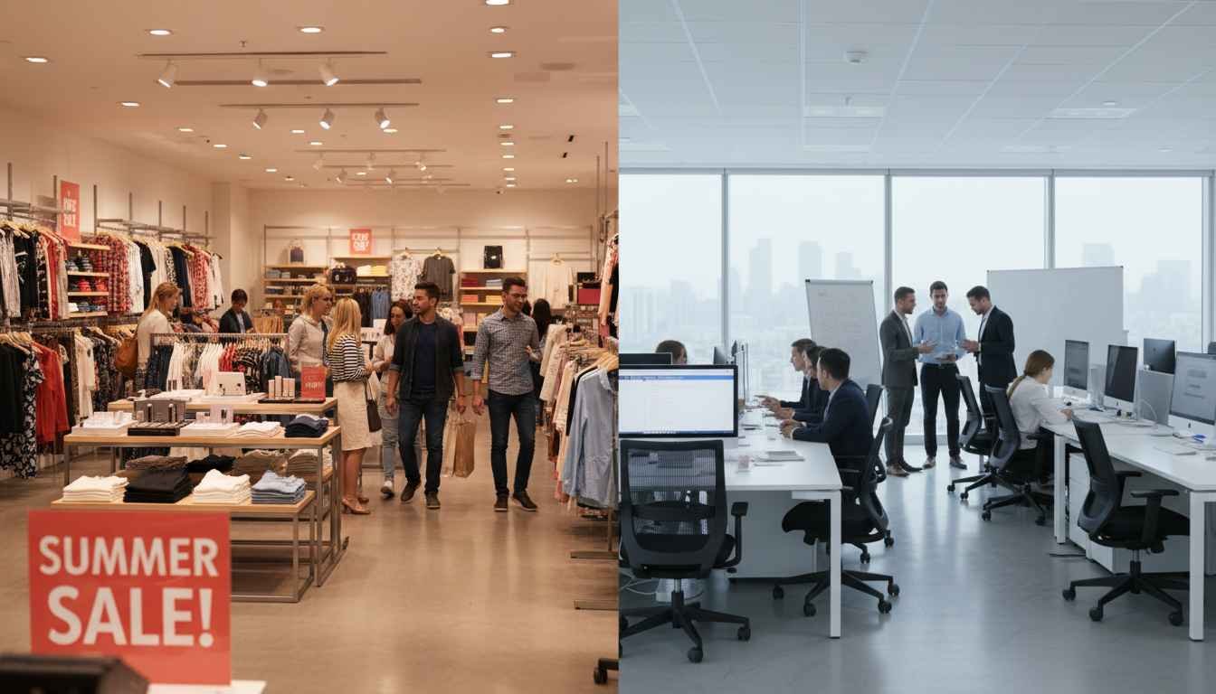 difference between retail and office space